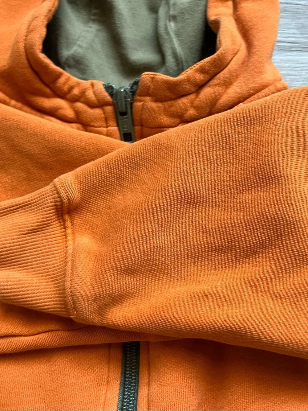Gymboree Orange Hooded Zip-Up Jacket with Green Lining